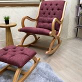 Rustik Sallanan Sandalye, Bordo, Ahşap, Naturel