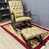 Rustik Sallanan Sandalye, Sarı, Ahşap, Ceviz