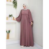 Rüyam Moda Butik Elbise Balon Kol - Pudra - 1