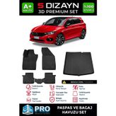 S-Dizayn Fiat Egea HB 3D Pro Havuzlu Paspas ve Bagaj Havuzu Seti (2'li SET) 2015 Üzeri A+ Kalite