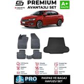 S-Dizayn Fiat Egea Sedan 3D Pro Havuzlu Paspas ve Bagaj Havuzu Seti (2'li SET) 2015 Üzeri A+ Kalite