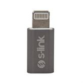 S-Link SL-TA20M Gümüş Metal Gövde Micro USB 5Pin F to Lightning M Çevirici