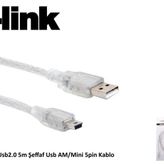 S-Link SL-UK55 5 mt Mini USB Kablosu