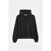 Saade Siyah Kadın Oversize Kapüşonlu Basic Hoodie Sweatshirt