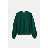 Saade Yeşil Kadın Oversize Bisiklet Yaka Basic Casual Sweatshirt
