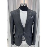 Sabri Zengin Erkek Çizgili Slim Fit Blazer Ceket - 56 - Antrasit