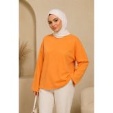 SADEL Bisiklet Yaka Detaylı Oversize Bluz - Turuncu