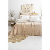 Şaheser Home Collection Brianna Çeyiz Seti, Zarif Dantel Detaylı, %100 Pamuk Jakarlı 6 Parça Nevresim, Pike ve Çarşaf Takımı - Bej - 240 x 260 cm