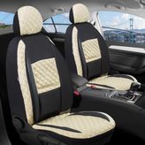 ŞAHİNLEROTOAKSESUAR Skoda Forman Station Wagon Deri Detaylı Oto Koltuk Kılıfı Ön Arka Set Alpine Siyah Bej ŞHN