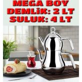 Şahmeran Paslanmaz Çelik Çaydanlık Takımı Metal Kulp Mega Boy 3011