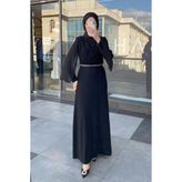 Sahraa Simli Kemerli Elbise Siyah - 42