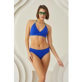 Saks Mavi Nia Ucgen Tek Ust Bikini