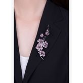 Sakura Çiçeği Siyah Rodyum Kaplama Gümüş Broş