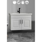 Salkım 65 Cm Beyaz Balon Mdf Seramik Lavabolu Asma Banyo Alt Dolabı