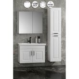Salkım 80+35 Cm Beyaz Balon Mdf Seramik Lavabolu Asma Banyo Dolabı Takımı