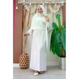 Şallı Drape Detaylı Sandy Elbise 3922 Ekru