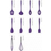 Salvatore 10 Parça Mor Isıya Dayanıklı Yanmaz Yapışmaz Silikon Spatula Seti - VLT1156 - 0,5 x 7 cm