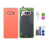 Samsung Galaxy S10e OEM 5,8 inç G970U G970F G970U1 G970F/DS G9700 için Yedek Arka Cam Kapak Su Geçirmez Montaj Arka Kapı/Takılı Kamera Lensi ve Çerçeve + Aletler ile (Flamingo Pembe)