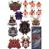 Samurai Sticker Set-10 13 Parça Telefon, Tablet, Defter, Laptop Sticker