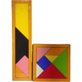 Şanal Esmay Ahşap Kare Tangram 11X11 + Ahşap T Tangram Renkli Zeka Oyunu Seti GNSRKFAZ2941