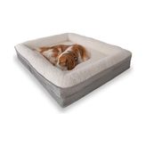 Şanal Jungolica Felix Köpek Yatağı Gri Küçük 55X75 Cm, Visco SÜNGER,%100 Su Geçirmez Alez, Çıkarılabilir Yıkanabilir Kılıf, Kaydırmaz Taban, Teddy Dokulu Kedi & Köpek Minderi - 100 x 100 x 10 cm