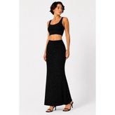 Sanem Tekstil Simli Maxi Boy Etek-Siyah - 3XL