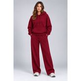 Sanlivin Kadın Bordo Oversize Üç İplik Şardonlu Kalın Eşofman Takımı