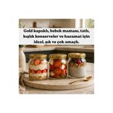 sara shoop 6 Adet Cam Şişe (Bebek Maması-Sos- Hacamat Kavanozu Olarak Çok Amaçlı Kullanım) Gold Kapaklı 250 Cc