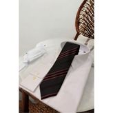 Sarar Microfibre 8 cm Çizgili Siyah-Bordo Kravat KR-11