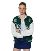 Şardonlu Kolej Ceket Oversize Bomber Yaka Baskılı Çıtçıt Düğmeli