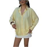 Sarı Oversize Geniş Manşetli Kadın Gömlek 27384