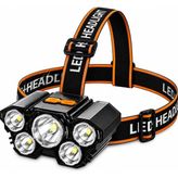 Şarjlı 5 LED Kafa Feneri Ipx5 Su Geçirmez 3 Aydınlatma Modlu Güçlü Işık Kamp Av Balıkçılık Koşu ve Tamir Işleri Için Yüksek Parlaklık Ayarlanabilir Baş Bantlı Uzun Ömürlü Acil Durum Işık - Turuncu