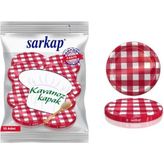 Sarkap 10 Adet Kırmızı Kuşak Ekose Kavanoz Kapağı 82 mm Hijyenik Paketli Cam Ürünleri