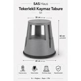 Sas Haus Tekerlekli Kaymaz Basamaklı Tabure – Çift Katlı Devrilmez Güvenli Basamak Taburesi