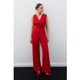 Sateen Aksesuar Detaylı Tulum - Kırmızı