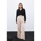 Sateen Aksesuarlı Pantolon - Bej
