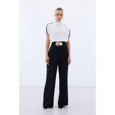 Sateen Aksesuarlı Pantolon - Siyah