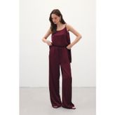 Sateen Bağcıklı Salaş Pantolon - Bordo