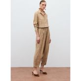 Sateen Batık Desenli Pantolon - Camel