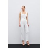 Sateen Bel Aksesuarlı Pantolon - EKRU