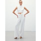 Sateen Bel Detaylı Pantolon - Ekru