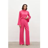 Sateen Bel Detaylı Pantolon - PEMBE