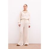 Sateen Bel Lastikli Pantolon - Taş