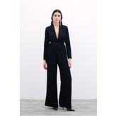 Sateen Bol Paça Pantolon - Siyah