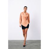 Sateen Broşlu Kruvaze Bluz - SOMON