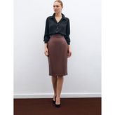 Sateen Deri Kalem Etek - Kahve