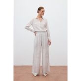 Sateen Desenli Salaş Pantolon - Taş