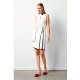 Sateen Detaylı Mini Etek - EKRU