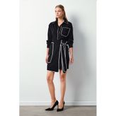 Sateen Detaylı Mini Etek - Siyah