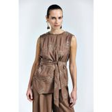 Sateen Dina Bluz - Kahve